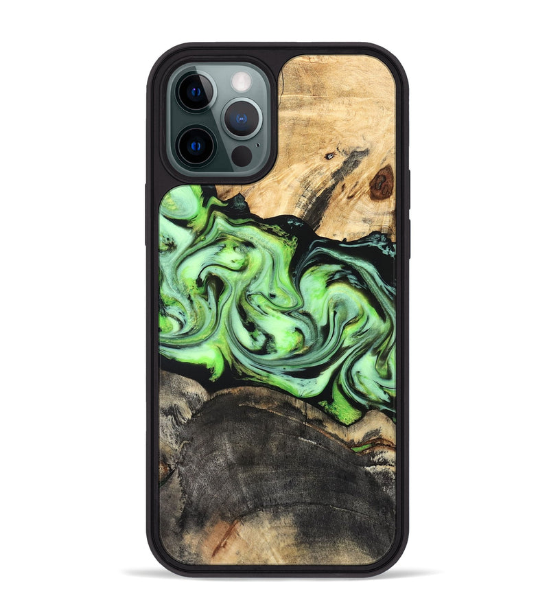iPhone 12 Pro Max Wood Phone Case - Moshe (Green, 827070)