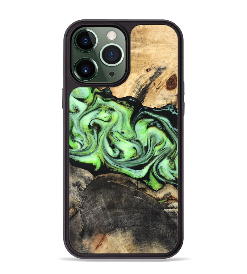 iPhone 13 Pro Max Wood Phone Case - Moshe (Green, 827070)