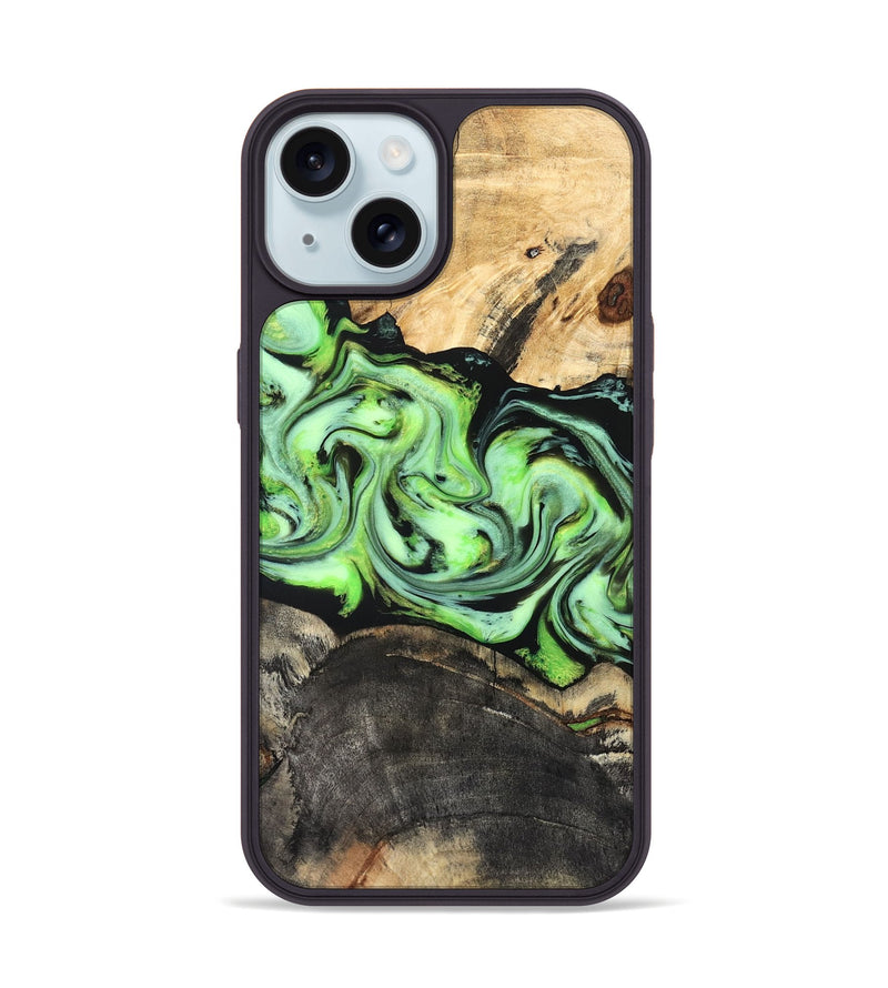 iPhone 15 Wood Phone Case - Moshe (Green, 827070)