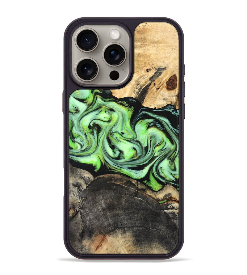 iPhone 16 Pro Max Wood Phone Case - Moshe (Green, 827070)