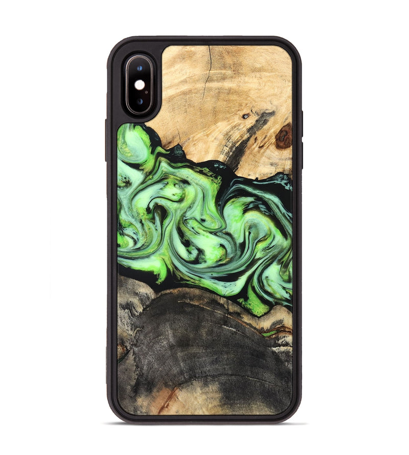 iPhone Xs Max Wood Phone Case - Moshe (Green, 827070)