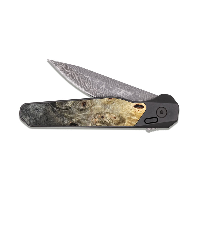 EDC Dark Damascus Wood Pocket Knife - Bryana (Wood Burl, 827074)