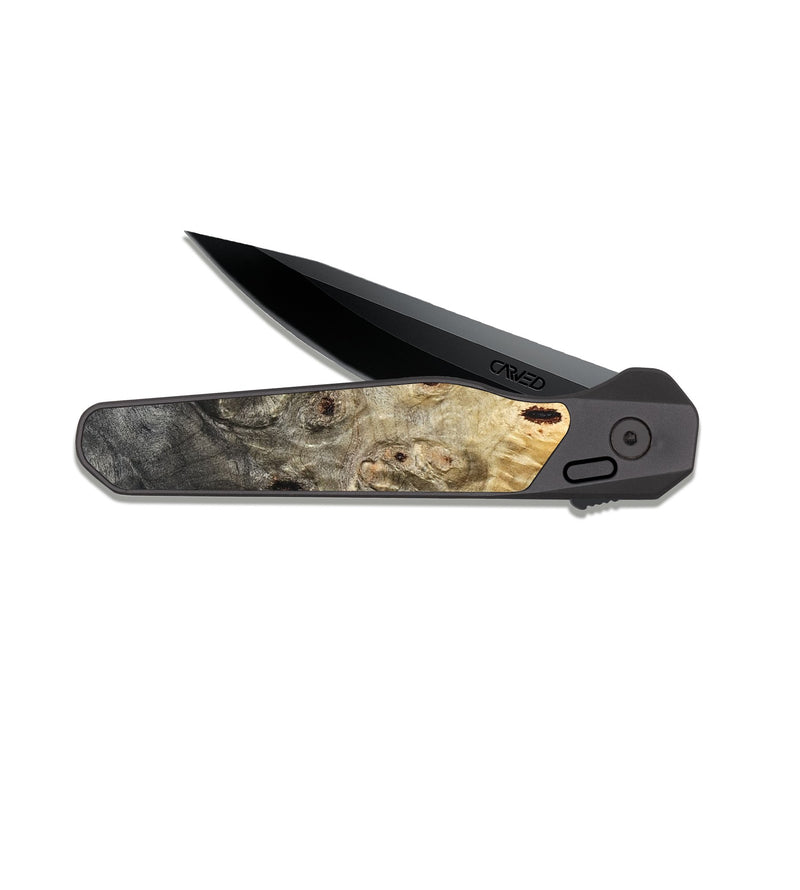 EDC Dark Slate Wood Pocket Knife - Bryana (Wood Burl, 827074)