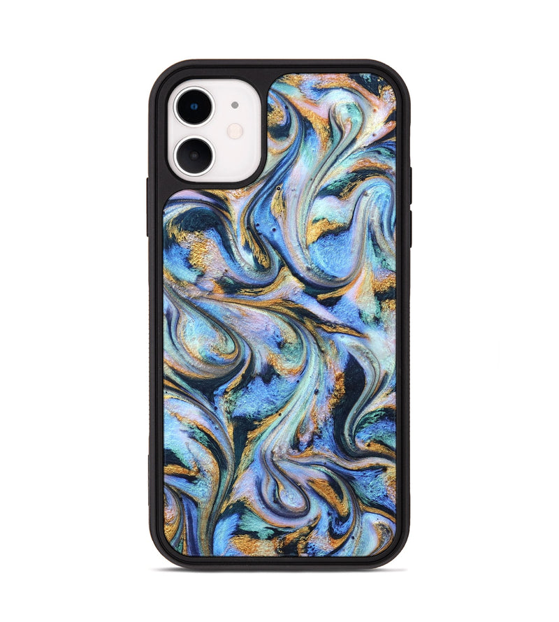 iPhone 11 ResinArt Phone Case - Albin (Teal & Gold, 827085)