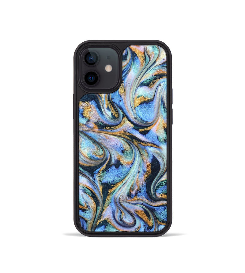 iPhone 12 mini ResinArt Phone Case - Albin (Teal & Gold, 827085)