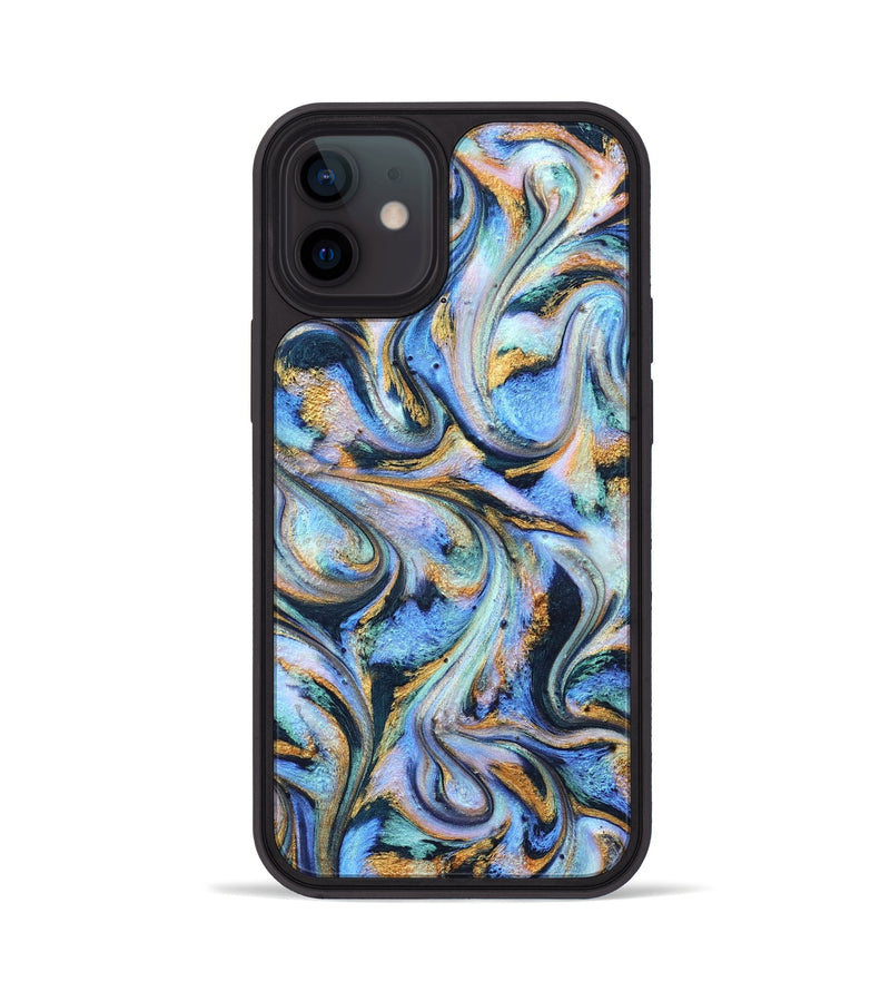 iPhone 12 ResinArt Phone Case - Albin (Teal & Gold, 827085)