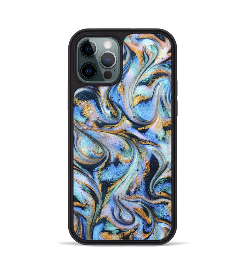 iPhone 12 Pro ResinArt Phone Case - Albin (Teal & Gold, 827085)