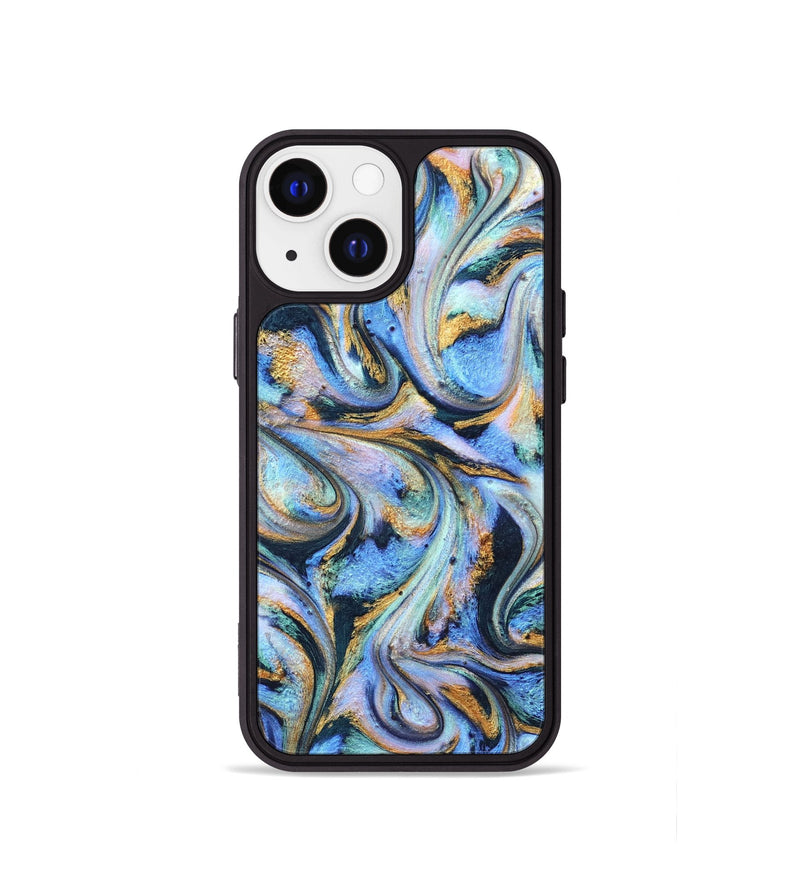 iPhone 13 mini ResinArt Phone Case - Albin (Teal & Gold, 827085)