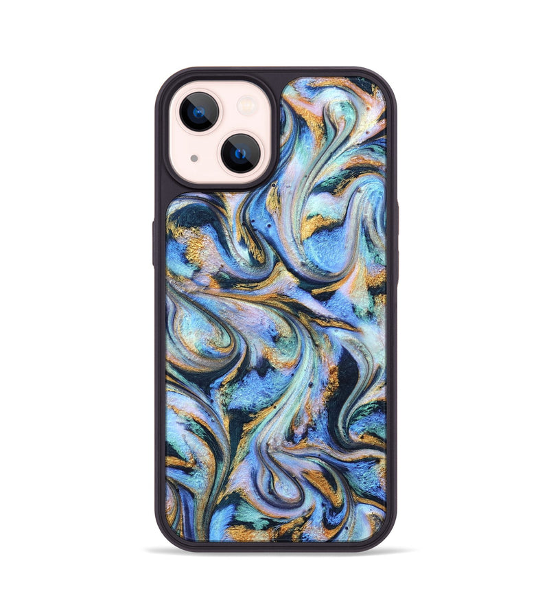 iPhone 14 ResinArt Phone Case - Albin (Teal & Gold, 827085)