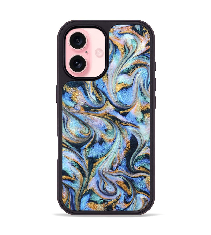 iPhone 16 ResinArt Phone Case - Albin (Teal & Gold, 827085)