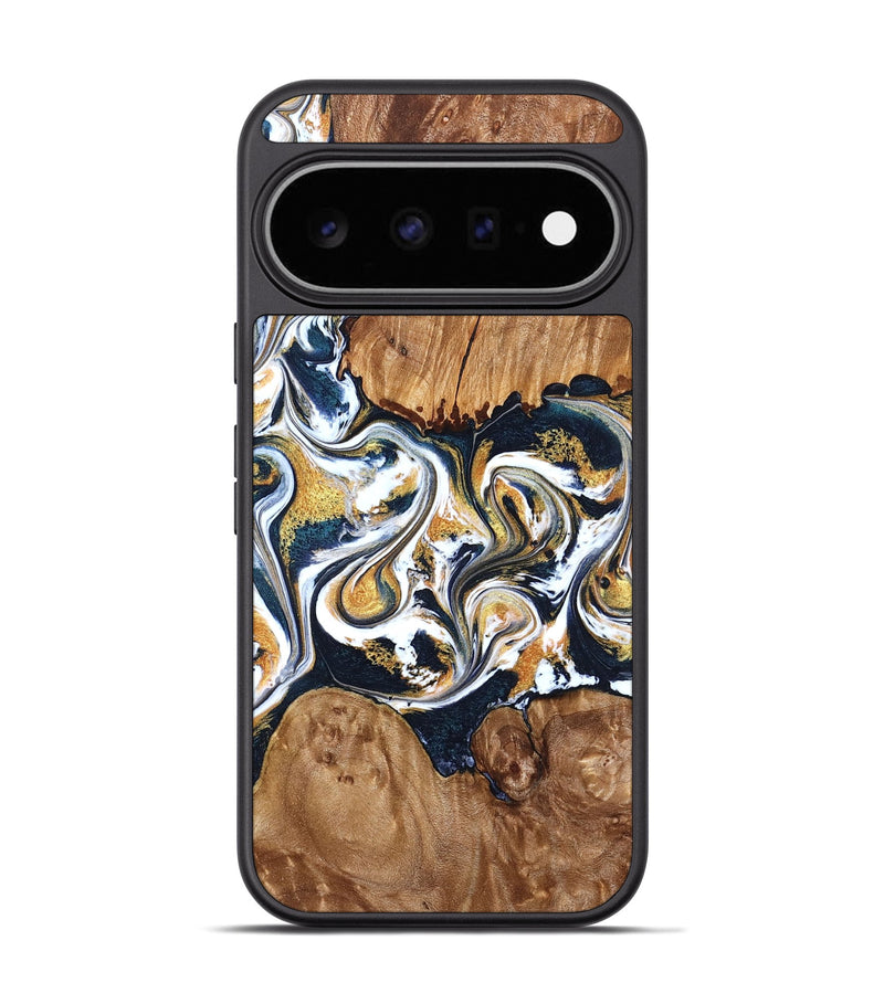 Pixel 11 Pro Wood Phone Case - Sanford (Teal & Gold, 827086)