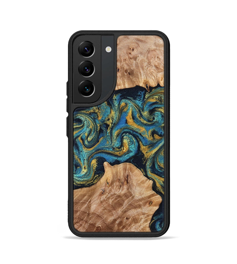 Galaxy S22 Wood Phone Case - Sina (Teal & Gold, 827087)