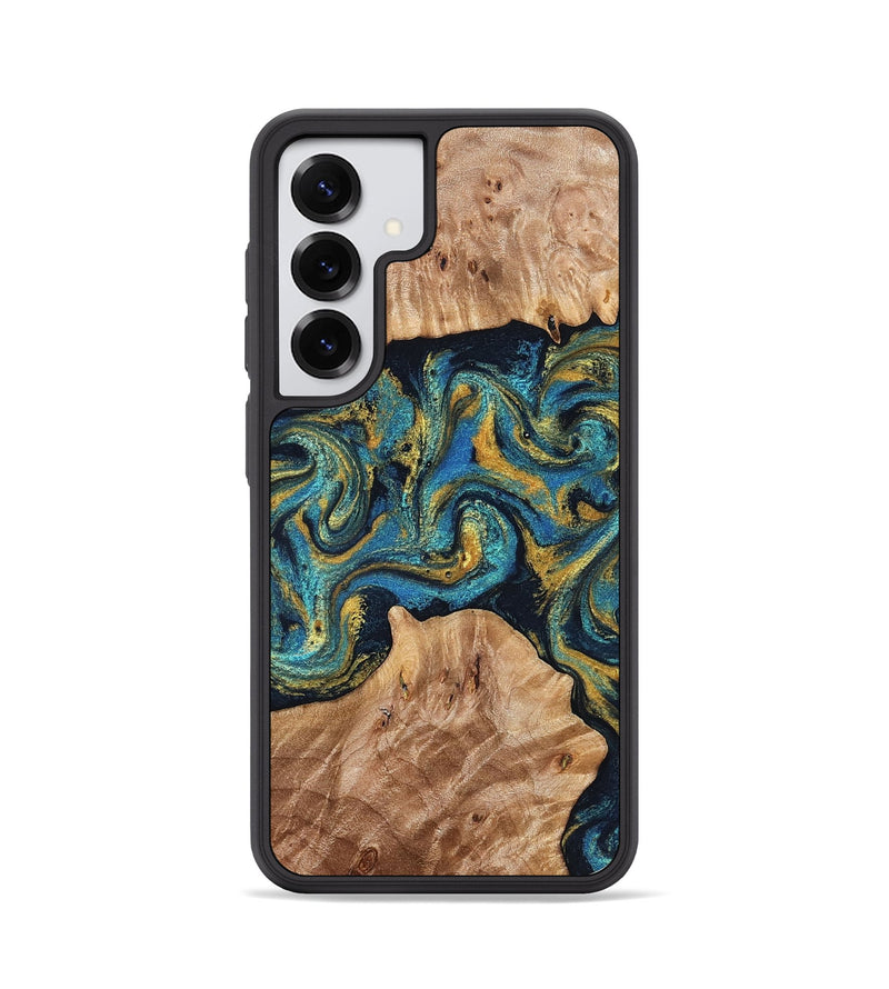 Galaxy S25 Wood Phone Case - Sina (Teal & Gold, 827087)