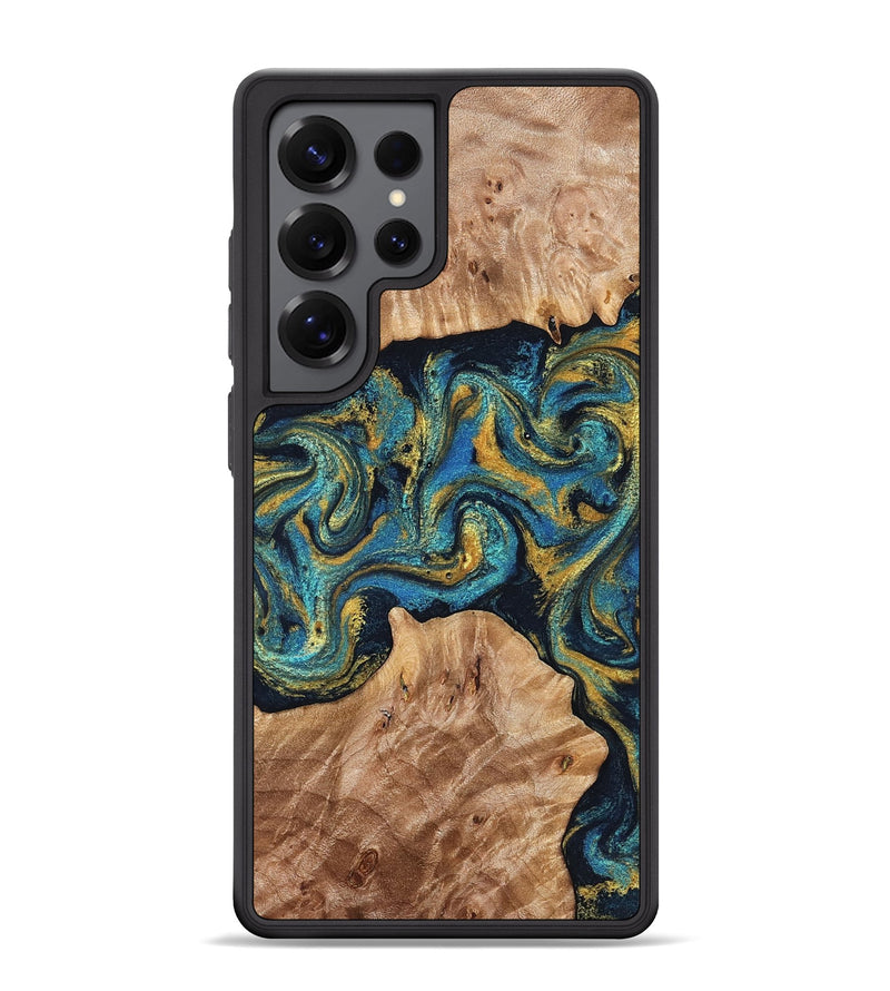 Galaxy S25 Ultra Wood Phone Case - Sina (Teal & Gold, 827087)