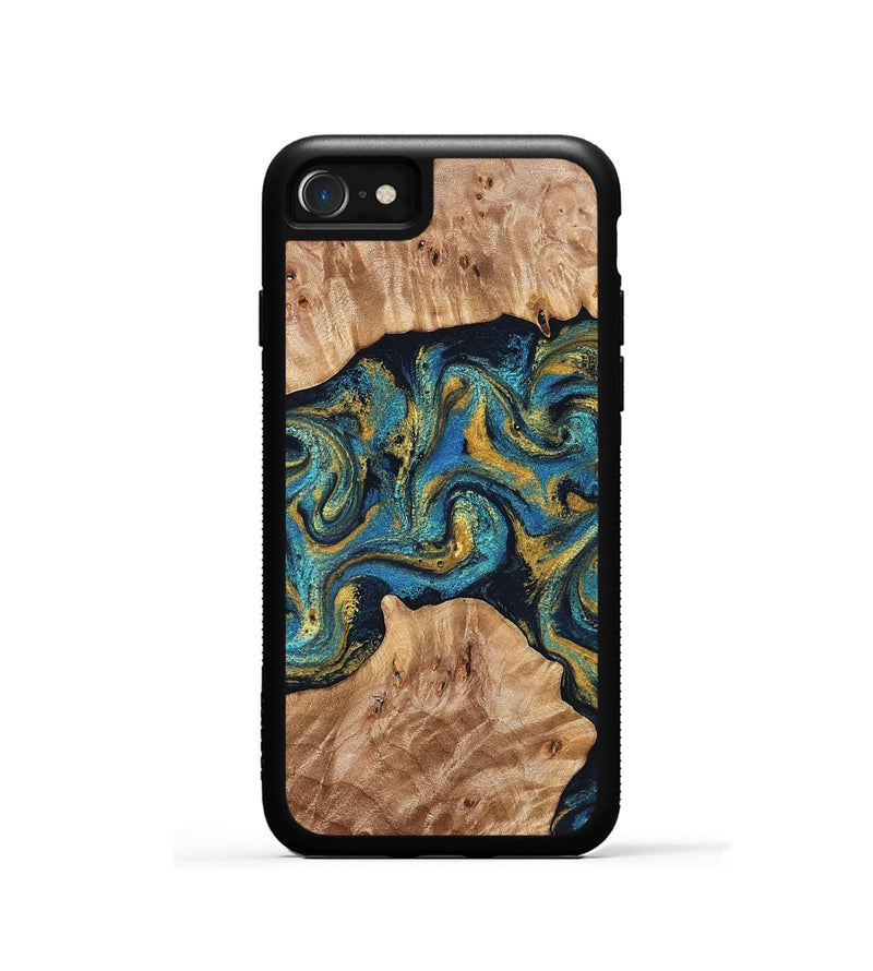 iPhone SE Wood Phone Case - Sina (Teal & Gold, 827087)