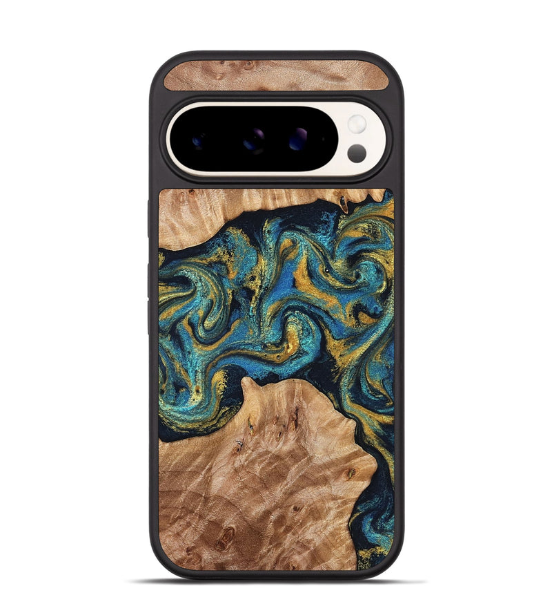 Pixel 9 Pro Wood Phone Case - Sina (Teal & Gold, 827087)