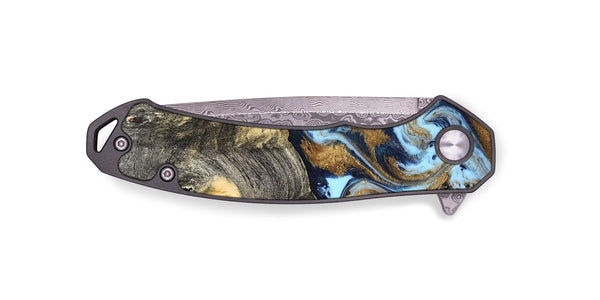 EDC Wood Pocket Knife - Nevaeh (Teal & Gold, 827088)