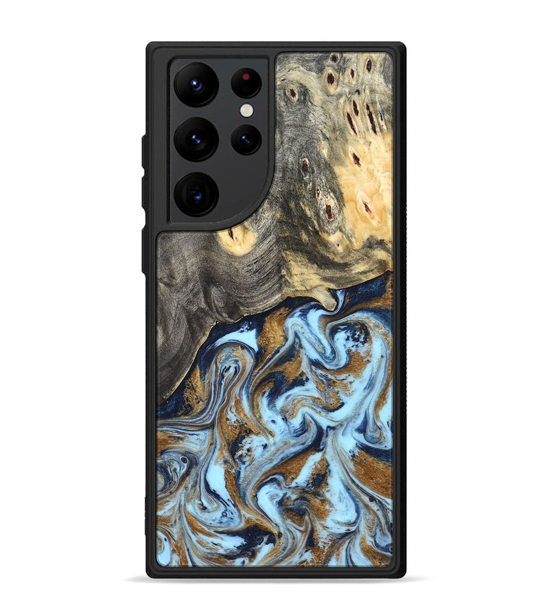 Galaxy S22 Ultra Wood Phone Case - Nevaeh (Teal & Gold, 827088)