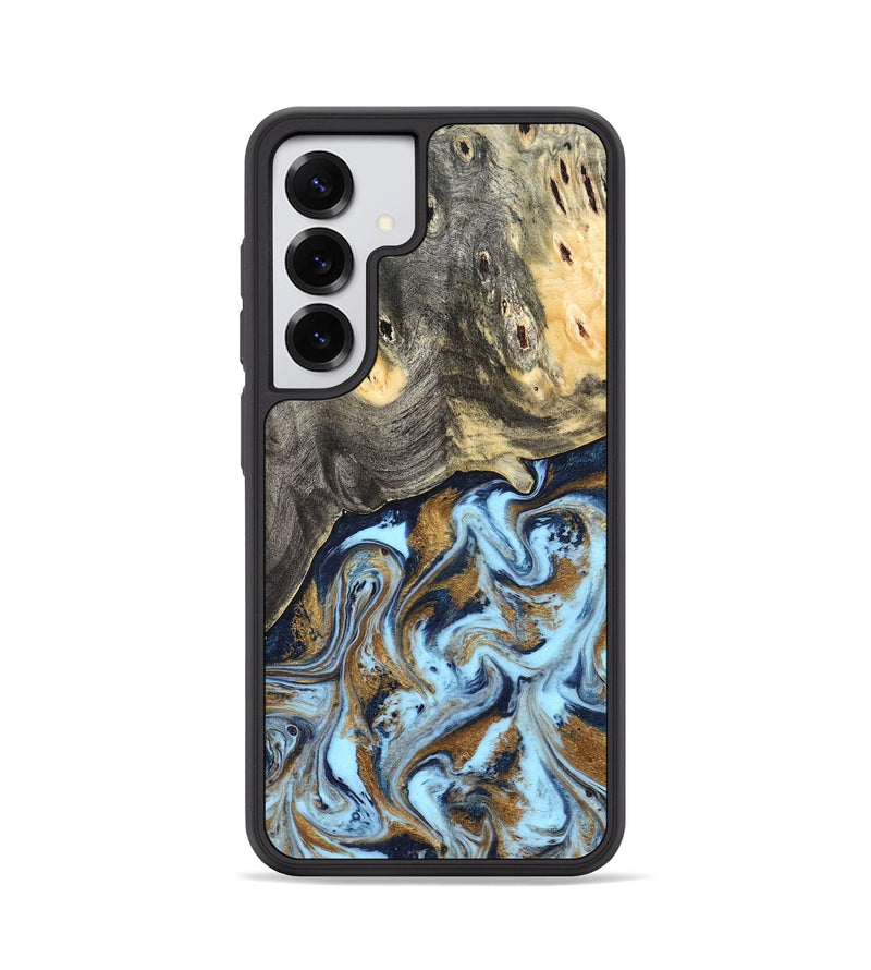 Galaxy S25 Wood Phone Case - Nevaeh (Teal & Gold, 827088)