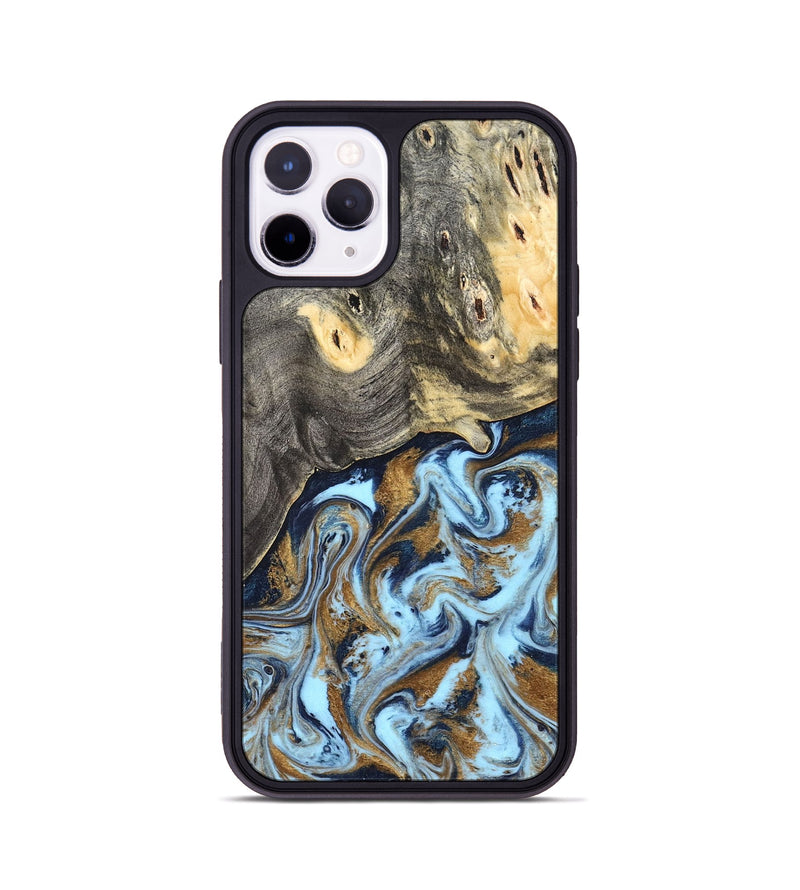 iPhone 11 Pro Wood Phone Case - Nevaeh (Teal & Gold, 827088)