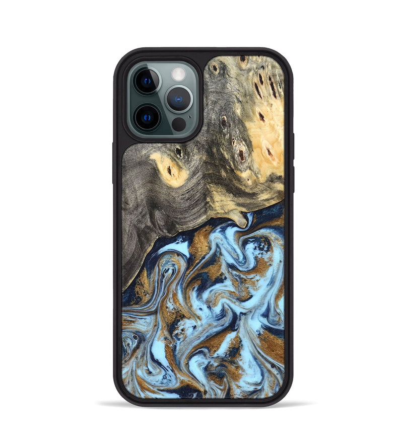 iPhone 12 Pro Wood Phone Case - Nevaeh (Teal & Gold, 827088)