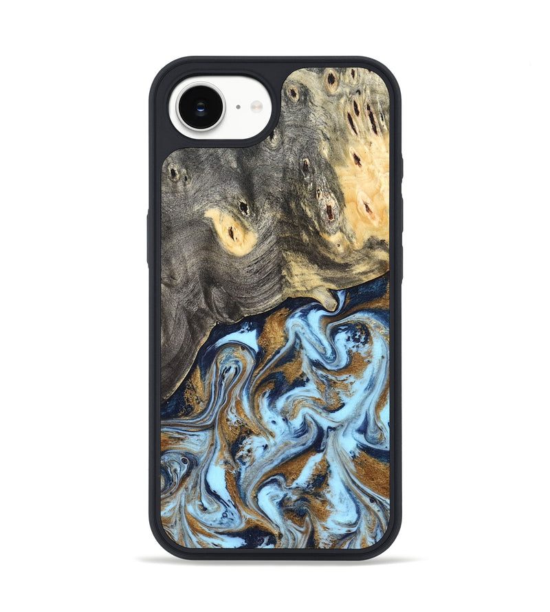 iPhone 17e Wood Phone Case - Nevaeh (Teal & Gold, 827088)