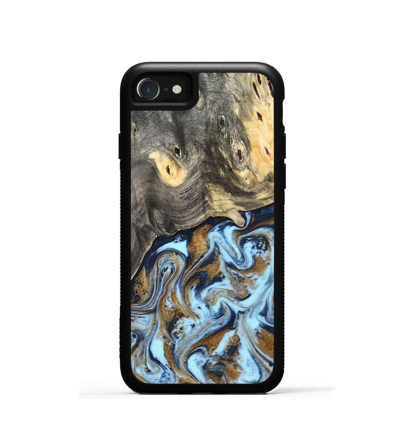 iPhone SE Wood Phone Case - Nevaeh (Teal & Gold, 827088)