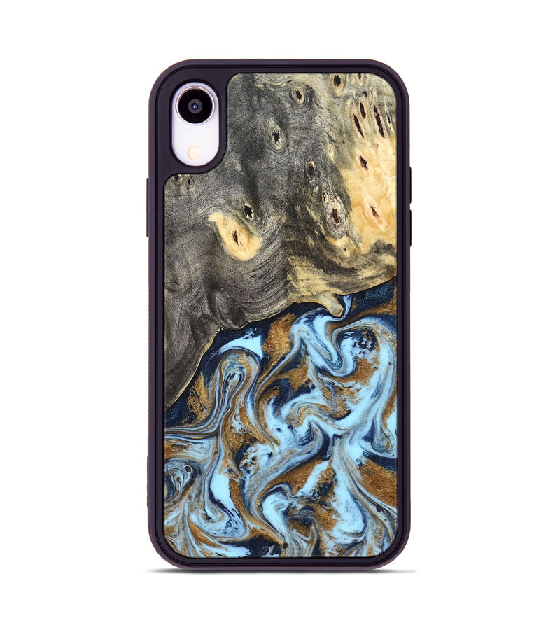 iPhone Xr Wood Phone Case - Nevaeh (Teal & Gold, 827088)