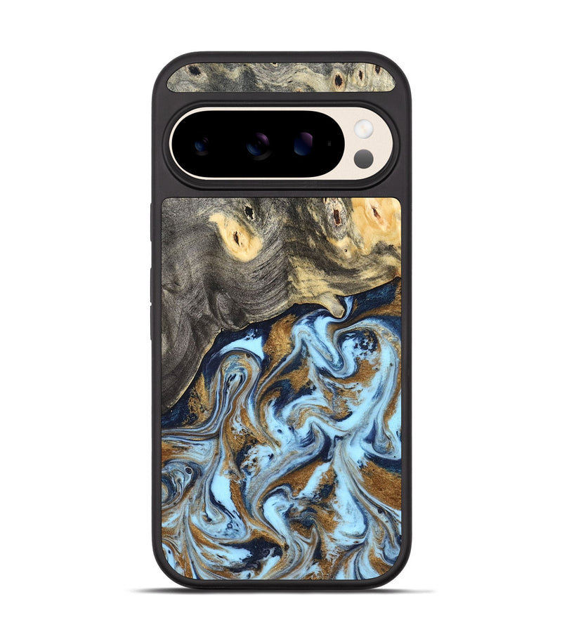 Pixel 10 Wood Phone Case - Nevaeh (Teal & Gold, 827088)