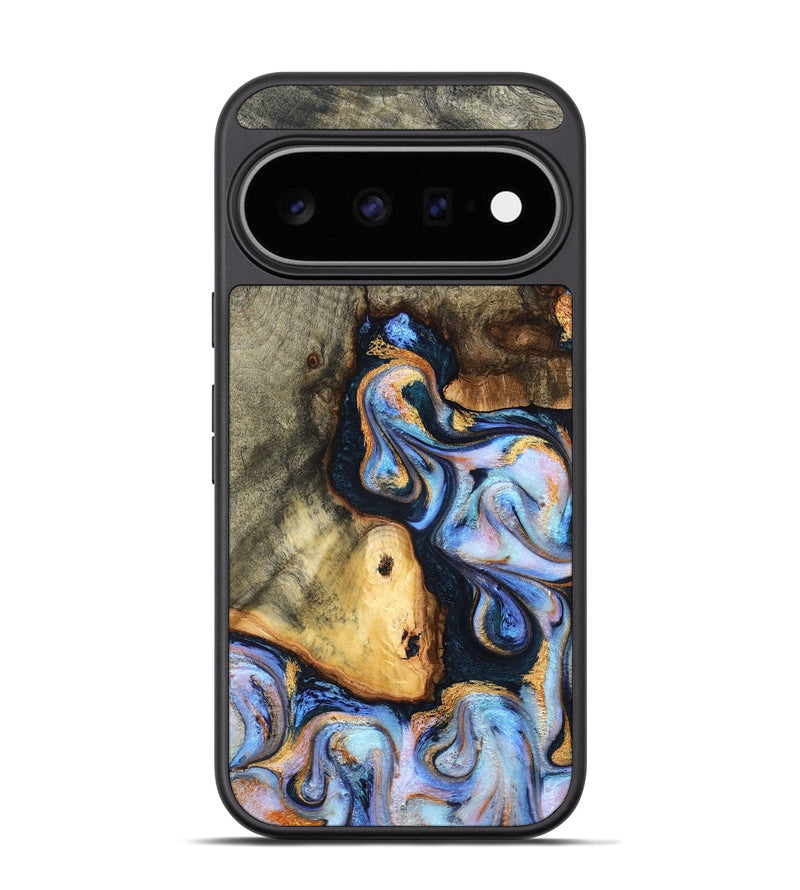 Pixel 11 Pro Wood Phone Case - Brandy (Teal & Gold, 827089)