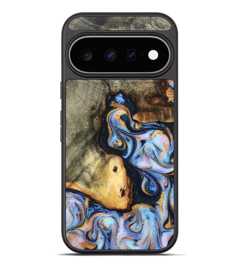 Pixel 11 Pro XL Wood Phone Case - Brandy (Teal & Gold, 827089)