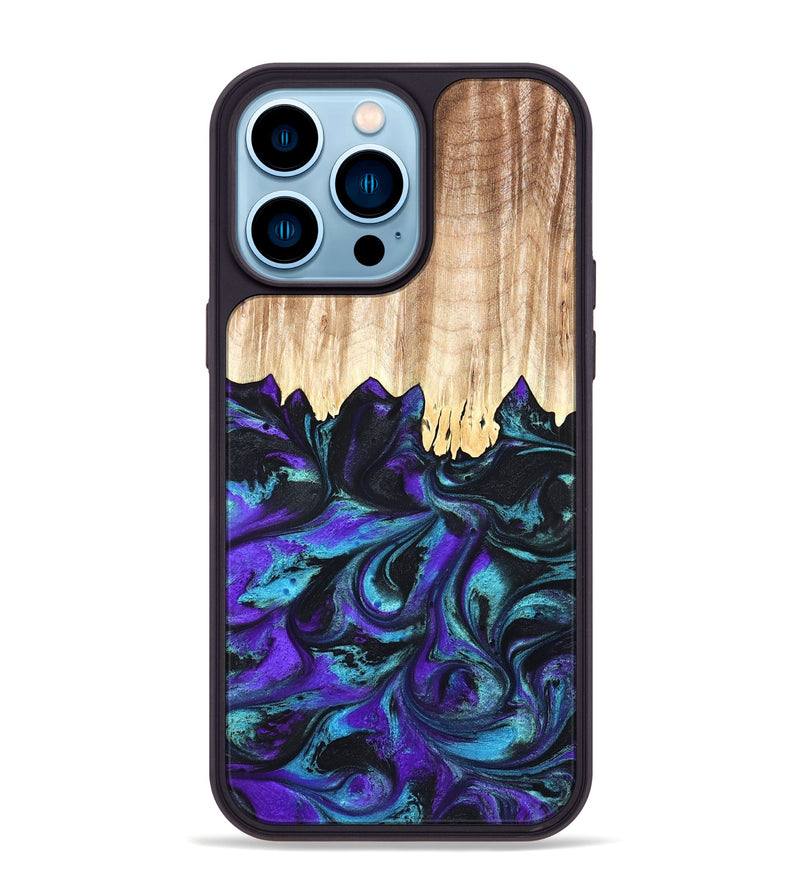 iPhone 14 Pro Max Wood Phone Case - Micheal (Purple, 827093)