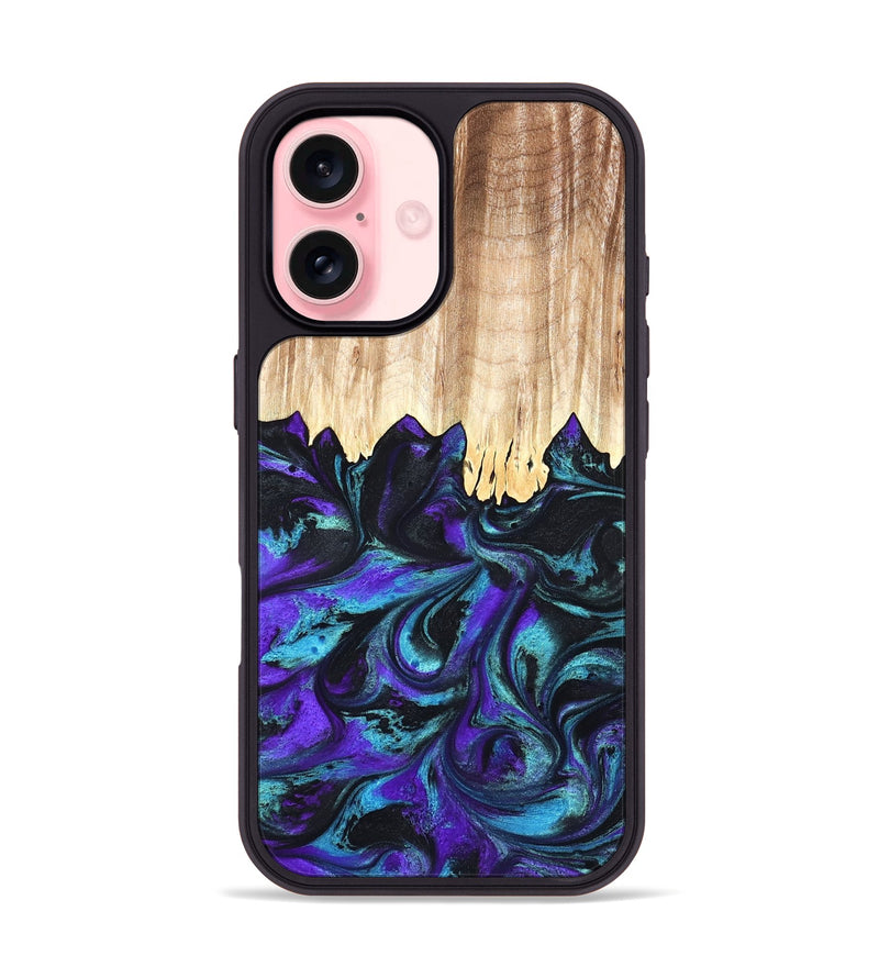 iPhone 16 Wood Phone Case - Micheal (Purple, 827093)