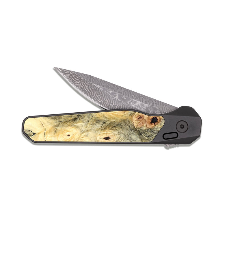 EDC Dark Damascus Wood Pocket Knife - Rishi (Solid Wood, 827100)