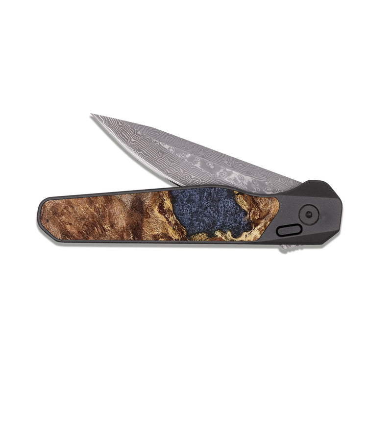 EDC Dark Damascus Wood Pocket Knife - Lila (Wood Burl, 827106)