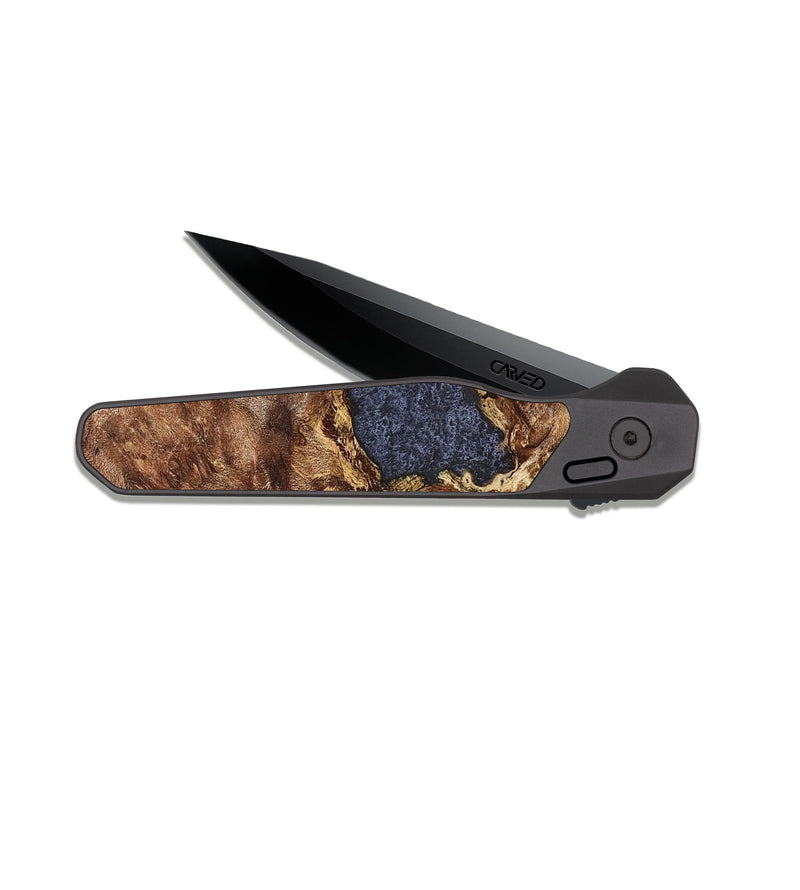 EDC Dark Slate Wood Pocket Knife - Lila (Wood Burl, 827106)