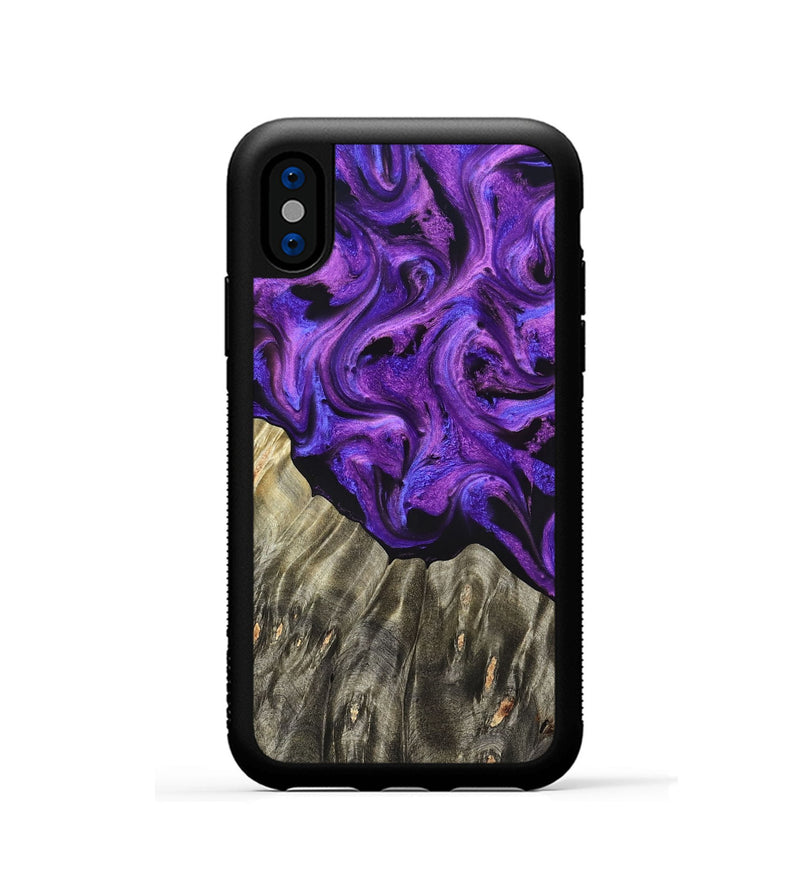 iPhone Xs Wood Phone Case - Pennie (Purple, 827118)