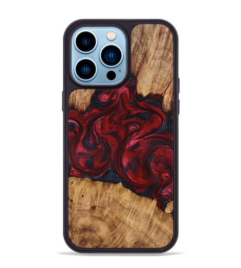 iPhone 14 Pro Max Wood Phone Case - Etta (Red, 827128)