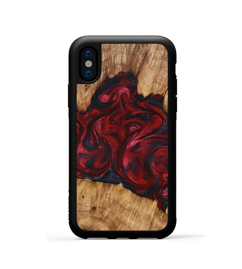 iPhone Xs Wood Phone Case - Etta (Red, 827128)