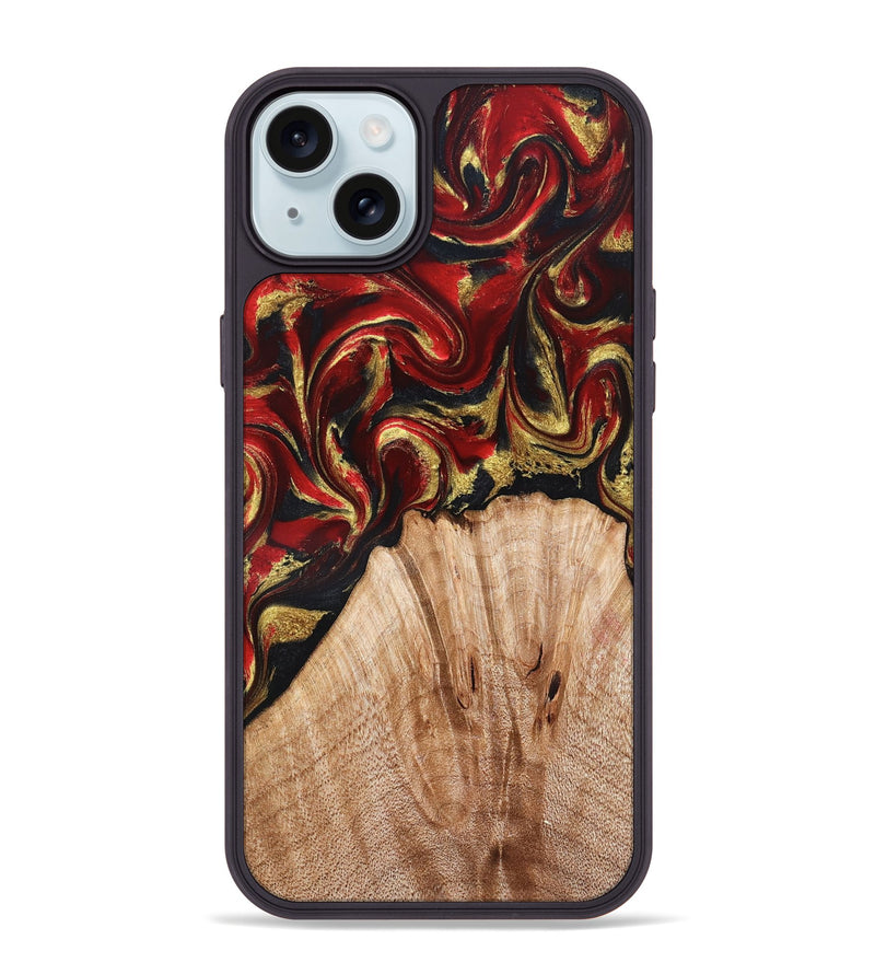 iPhone 15 Plus Wood Phone Case - Bert (Red, 827129)