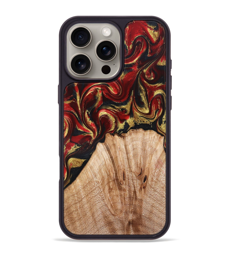 iPhone 16 Pro Max Wood Phone Case - Bert (Red, 827129)