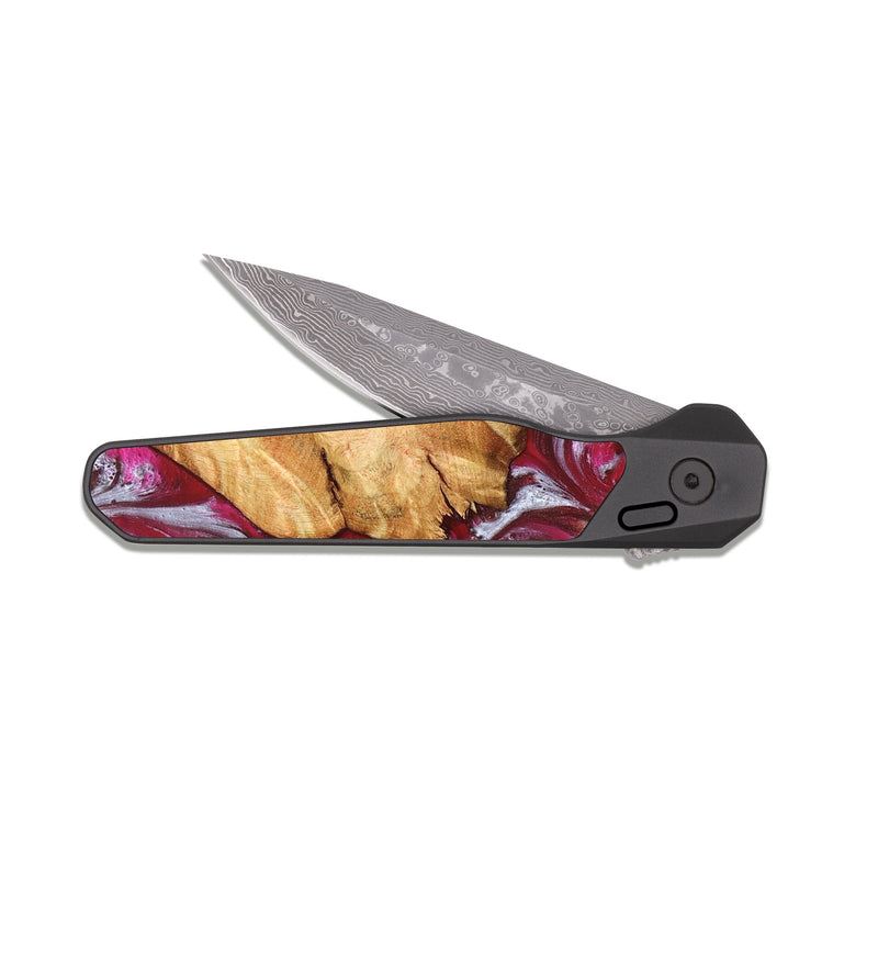 EDC Dark Damascus Wood Pocket Knife - Diann (Red, 827150)