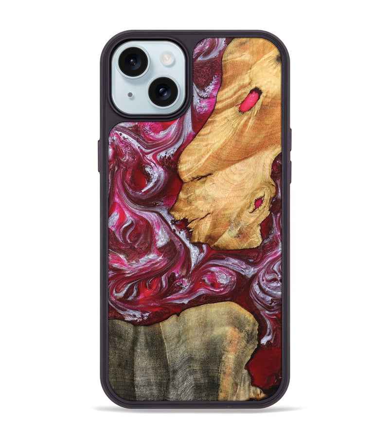 iPhone 15 Plus Wood Phone Case - Diann (Red, 827150)