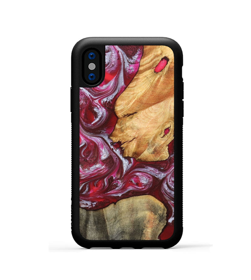 iPhone Xs Wood Phone Case - Diann (Red, 827150)