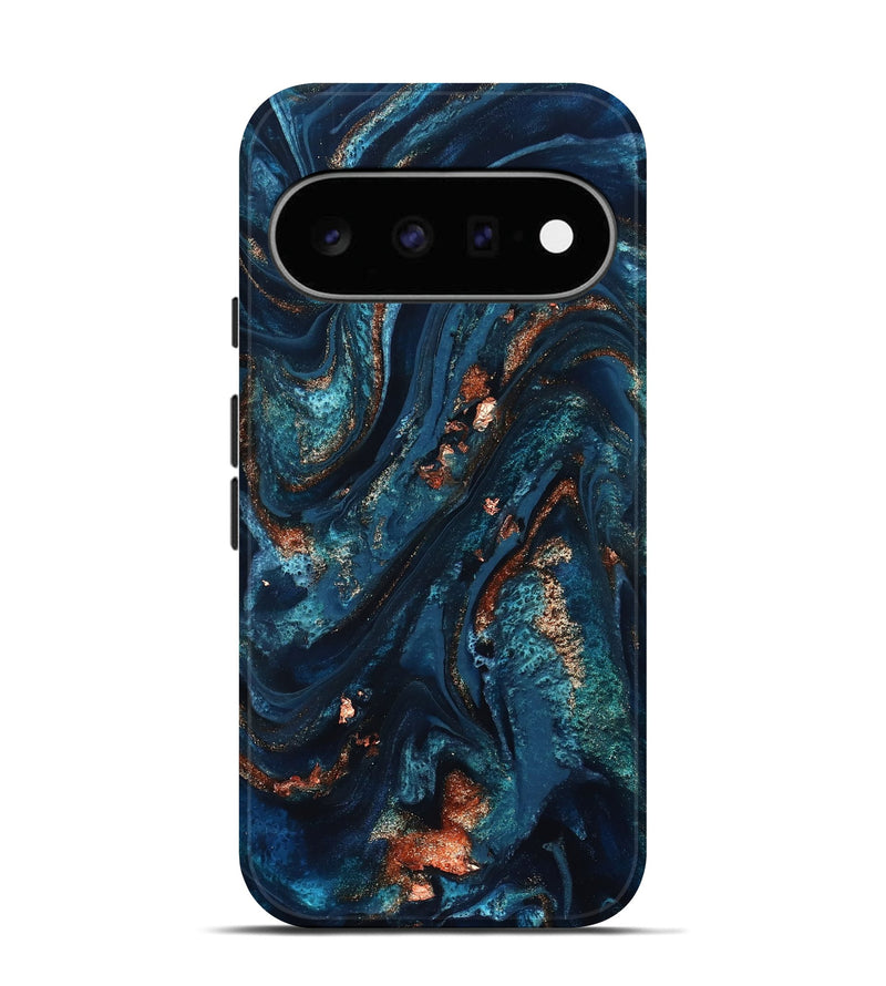 Pixel 11 ResinArt Live Edge Phone Case - Kaison (Teal & Gold, 827158)