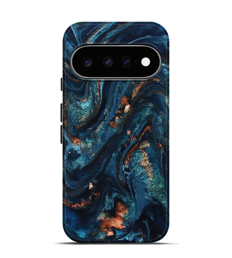 Pixel 11 Pro ResinArt Live Edge Phone Case - Kaison (Teal & Gold, 827158)