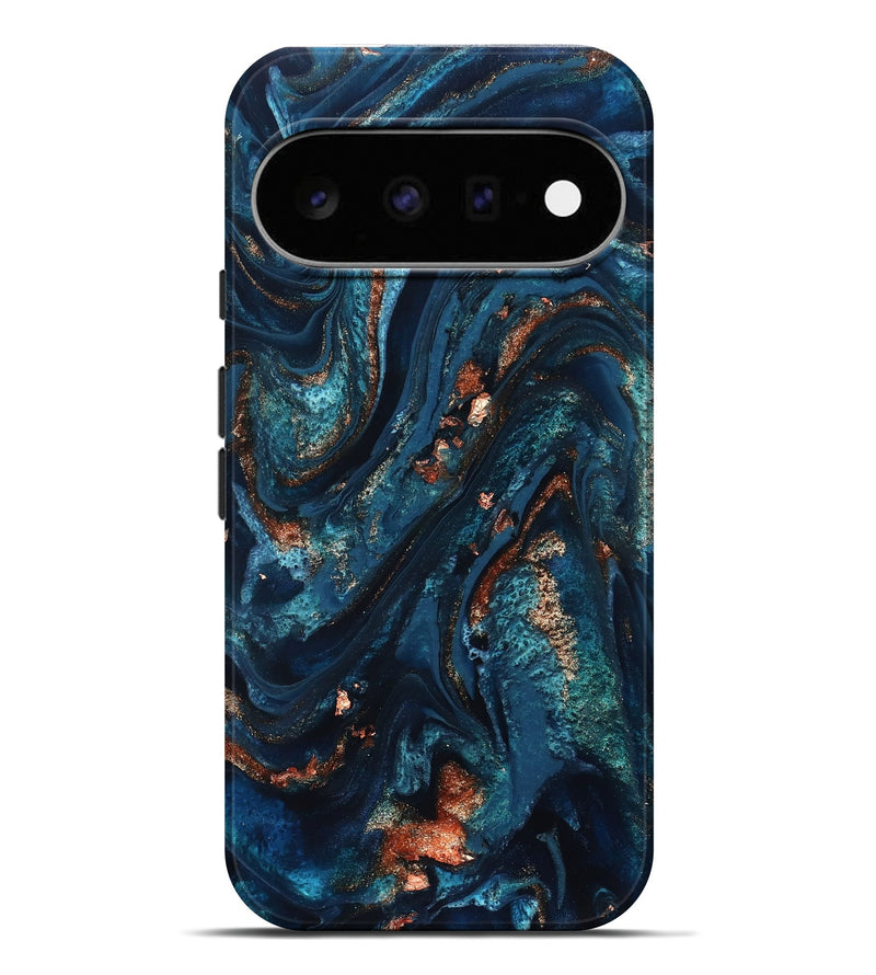 Pixel 11 Pro XL ResinArt Live Edge Phone Case - Kaison (Teal & Gold, 827158)