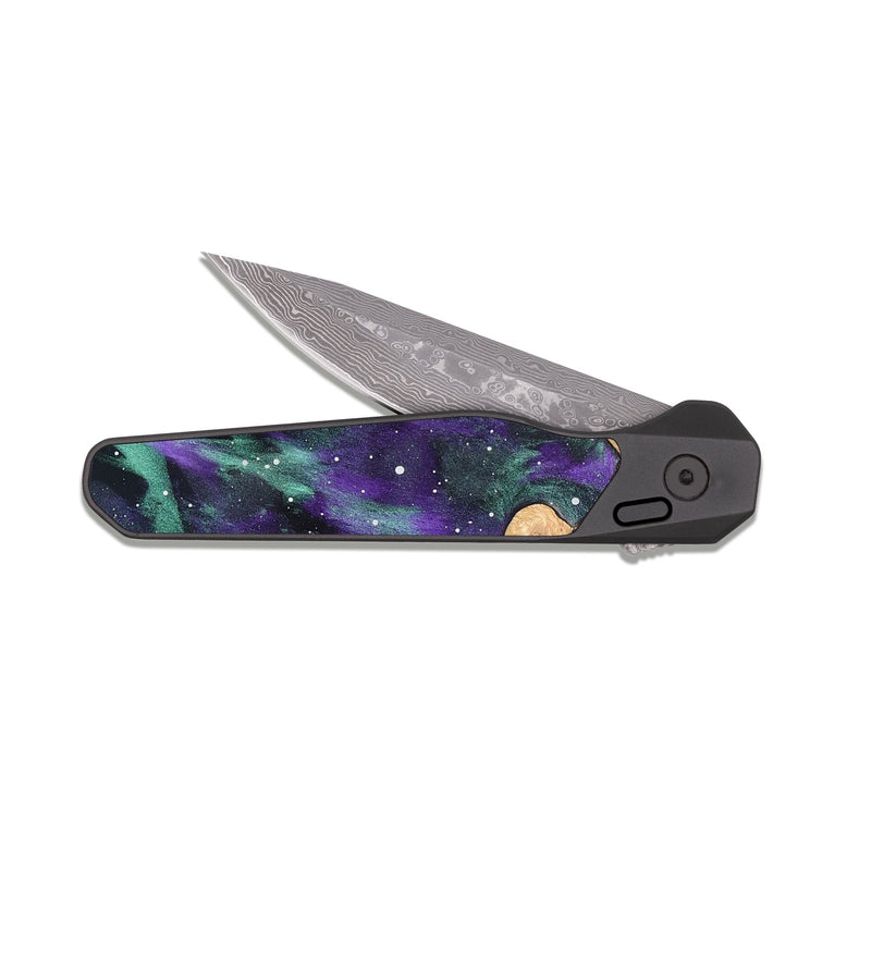 EDC Dark Damascus Wood Pocket Knife - Samira (Cosmos, 827170)