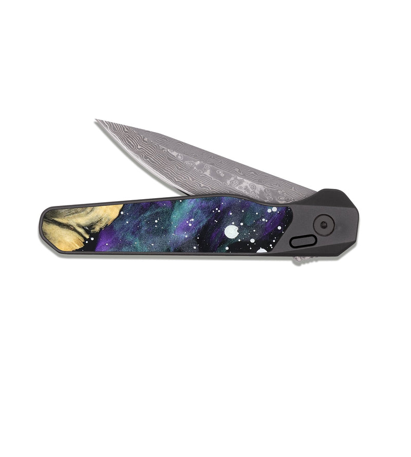 EDC Dark Damascus Wood Pocket Knife - Reba (Cosmos, 827174)