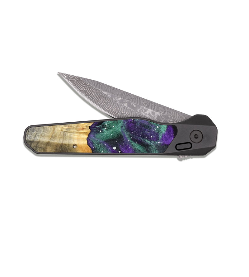 EDC Dark Damascus Wood Pocket Knife - Jaleel (Cosmos, 827176)